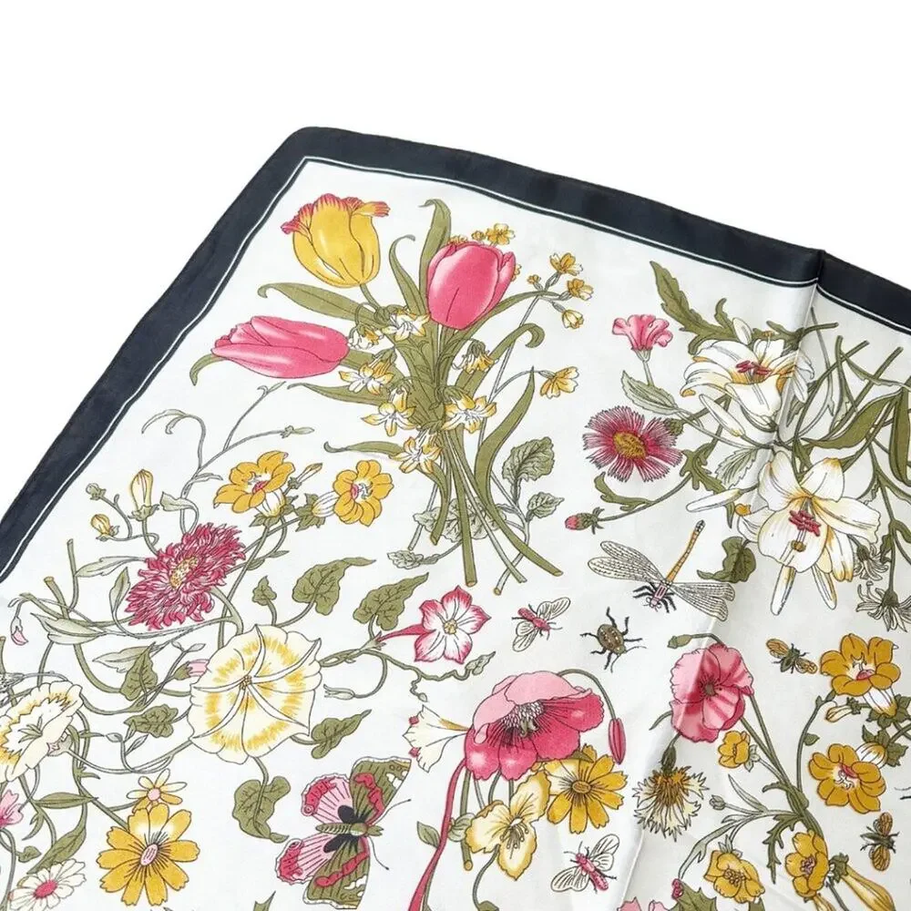 2/$30 NEW Dainty Vintage Look Floral Pink Flower Printed Silky Fashion Scarf - Picture 6 of 13